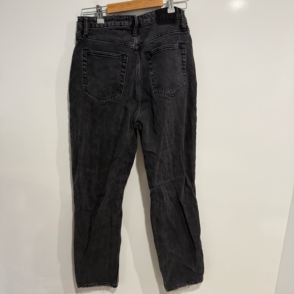 Abercrombie & Fitch Curve Love Washed Black Distressed High Rise Dad Jean - Picture 4 of 8